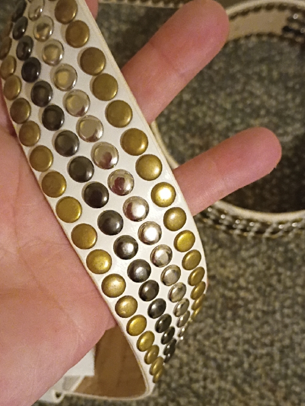 White Studded  Women'sBelt - Fashion Buckle XL Size - Picture 5 of 6